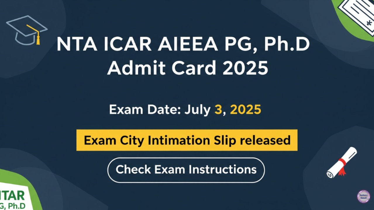ICAR AIEEA PG, Ph.D Admit Card 2025